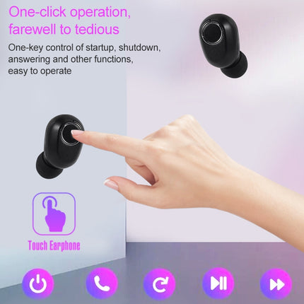 DT-13 Wireless Two Ear Bluetooth Headset Supports Touch & Smart Magnetic Charging(Black)-garmade.com