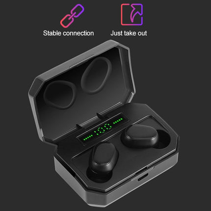 DT-14 Wireless Two Ear Bluetooth Headset Supports Touch & Smart Magnetic Charging & Power On Automatic Pairing(Black)-garmade.com