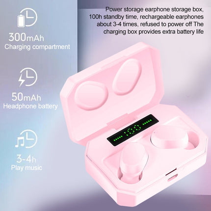 DT-14 Wireless Two Ear Bluetooth Headset Supports Touch & Smart Magnetic Charging & Power On Automatic Pairing(Pink)-garmade.com