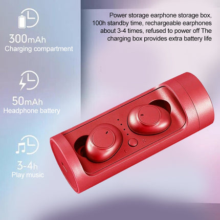 DT-15 Wireless Two Ear Bluetooth Headset Supports Touch & Smart Magnetic Charging & Power On Automatic Pairing (Red)-garmade.com