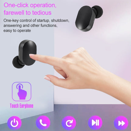 DT-16 Wireless Two Ear Bluetooth Headset Supports Touch & Smart Magnetic Charging & Power On Automatic Pairing (Black)-garmade.com