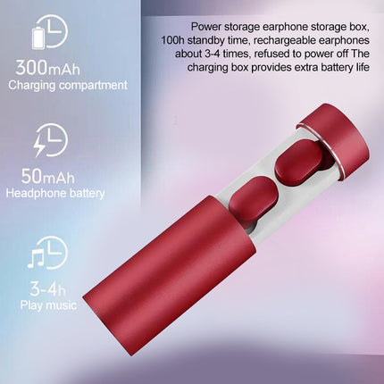 DT-16 Wireless Two Ear Bluetooth Headset Supports Touch & Smart Magnetic Charging & Power On Automatic Pairing (Red)-garmade.com