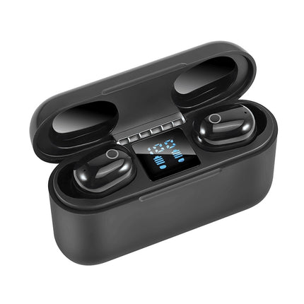 Dt-18 Wireless Two Ear Bluetooth Headset With 2000mAh Charging Cabin & Touch & Intelligent Magnetic Suction Charging (Black)-garmade.com