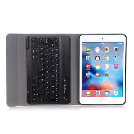 A05 Bluetooth 3.0 Ultra-thin ABS Detachable Bluetooth Keyboard Leather Tablet Case for iPad mini 5, with Holder(Black)-garmade.com