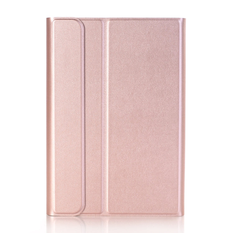 A05 Bluetooth 3.0 Ultra-thin ABS Detachable Bluetooth Keyboard Leather Tablet Case for iPad mini 5, with Holder(Rose Gold)-garmade.com