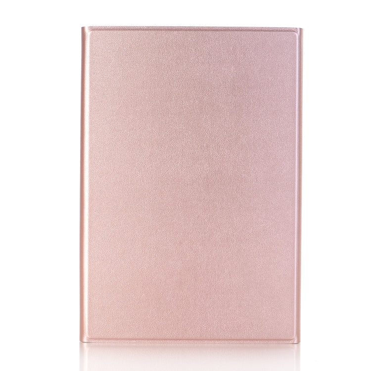 A05 Bluetooth 3.0 Ultra-thin ABS Detachable Bluetooth Keyboard Leather Tablet Case for iPad mini 5, with Holder(Rose Gold)-garmade.com