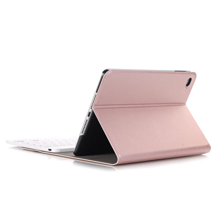 A05 Bluetooth 3.0 Ultra-thin ABS Detachable Bluetooth Keyboard Leather Tablet Case for iPad mini 5, with Holder(Rose Gold)-garmade.com