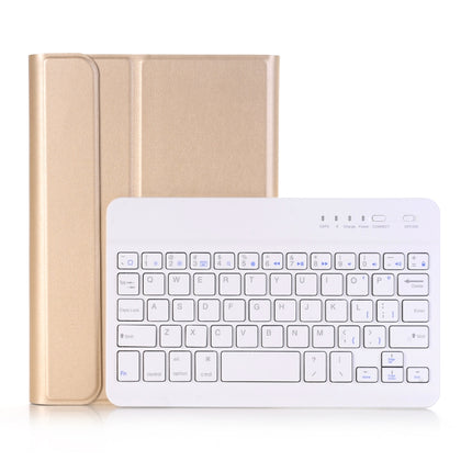 A05B Bluetooth 3.0 Ultra-thin ABS Detachable Bluetooth Keyboard Leather Tablet Case for iPad mini 5 / 4 / 3 / 2, with Holder(Gold)-garmade.com