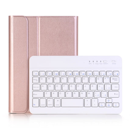 A05B Bluetooth 3.0 Ultra-thin ABS Detachable Bluetooth Keyboard Leather Tablet Case for iPad mini 5 / 4 / 3 / 2, with Holder(Rose Gold)-garmade.com