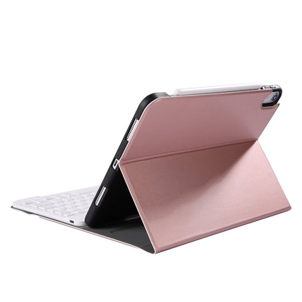 A11B Bluetooth 3.0 Ultra-thin ABS Detachable Bluetooth Keyboard Leather Tablet Case for iPad Pro 11 inch （2018）, with Pen Slot & Holder (Rose Gold)-garmade.com