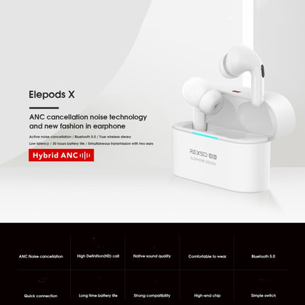 [HK Warehouse] ELEPHONE Elepods X Wireless ANC Noise Cancellation Bluetooth 5.0 Earphone with Charging Box(Black)-garmade.com