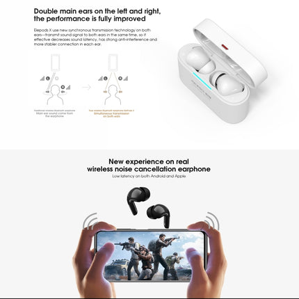 [HK Warehouse] ELEPHONE Elepods X Wireless ANC Noise Cancellation Bluetooth 5.0 Earphone with Charging Box(White)-garmade.com