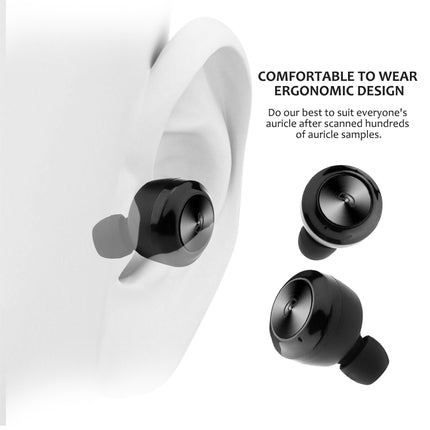 BTH-A6 Wireless Bluetooth 5.0 Earphone with Magnetic Charging Box (Black)-garmade.com