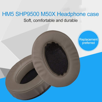 1 Pair Oval Leather Flat Headphone Protective Case for Brainwavz HM5 / Philip SHP9500(Brown)-garmade.com