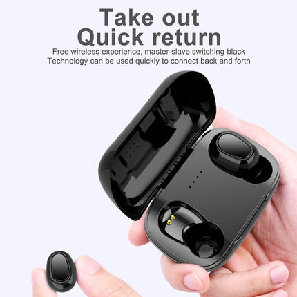 L21 9D Sound Effect Bluetooth 5.0 Wireless Bluetooth Earphone with Charging Box, Support for HD Calls (Black)-garmade.com
