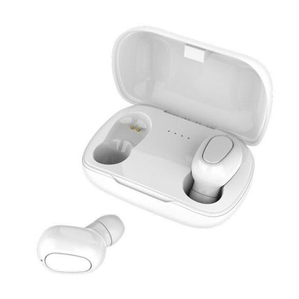 L21 9D Sound Effect Bluetooth 5.0 Wireless Bluetooth Earphone with Charging Box, Support for HD Calls (White)-garmade.com