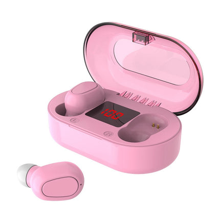 L22 9D Sound Effect Bluetooth 5.0 Wireless Bluetooth Earphone with Charging Box & Digital Display, Support for HD Calls (Pink)-garmade.com