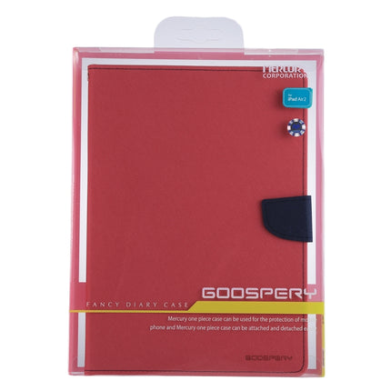 GOOSPERY FANCY DIARY for iPad Air 2 Cross Texture Leather Case with Card Slot & Holder & Wallet(Magenta)-garmade.com