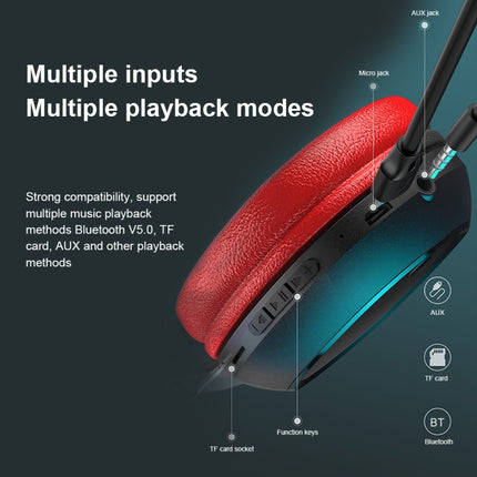 WK M8 Bluetooth 5.0 Fashion Design Music Bluetooth Headphone, Support TF Card (Black)-garmade.com