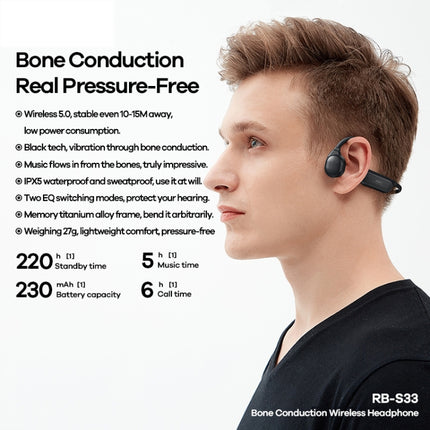 REMAX RB-S33 Bone Conduction Wireless 5.0 Sports Earphone(Black)-garmade.com