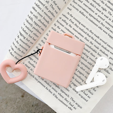 Wireless Earphones Shockproof Candy Colored Suitcase Silicone Protective Case for Apple AirPods 1 / 2(Apricot)-garmade.com