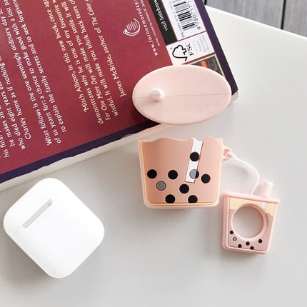 Wireless Earphones Shockproof Pearl Milk Tea Silicone Protective Case for Apple AirPods 1 / 2(Orange)-garmade.com