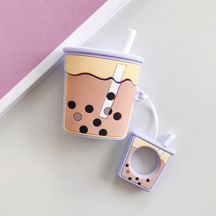 Wireless Earphones Shockproof Pearl Milk Tea Silicone Protective Case for Apple AirPods 1 / 2(Purple)-garmade.com