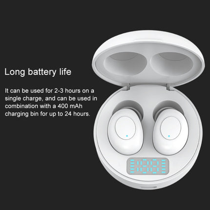 J1 TWS Digital Display Bluetooth V5.0 Wireless Earphones with LED Charging Box(White)-garmade.com