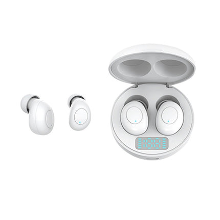 J1 TWS Digital Display Bluetooth V5.0 Wireless Earphones with LED Charging Box(White)-garmade.com