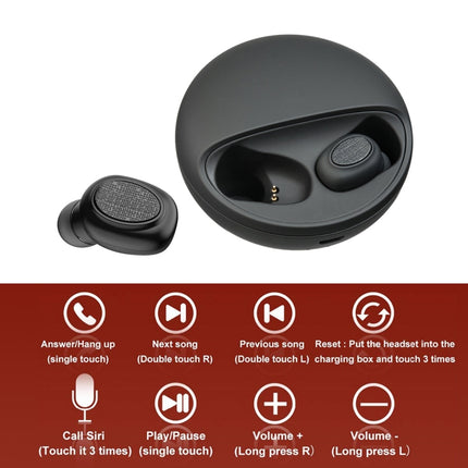YH-03 TWS V5.0 Wireless Stereo Bluetooth Headset with Charging Case, Support Voice Assistant(Black)-garmade.com