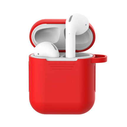 7 PCS Wireless Earphones Shockproof Silicone Protective Case for Apple AirPods 1 / 2(Red + White)-garmade.com