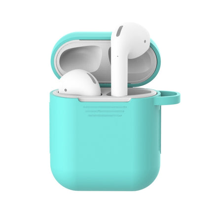 7 PCS Wireless Earphones Shockproof Silicone Protective Case for Apple AirPods 1 / 2(White + Green)-garmade.com