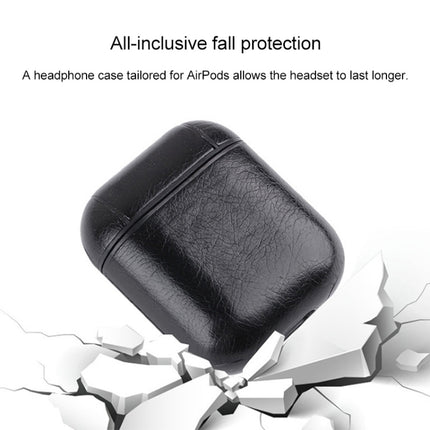 Wireless Earphones Litchi Texture Shockproof Silicone Protective Case for Apple AirPods 1 / 2(Black)-garmade.com
