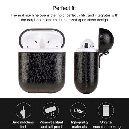 Wireless Earphones Litchi Texture Shockproof Silicone Protective Case for Apple AirPods 1 / 2(Black)-garmade.com