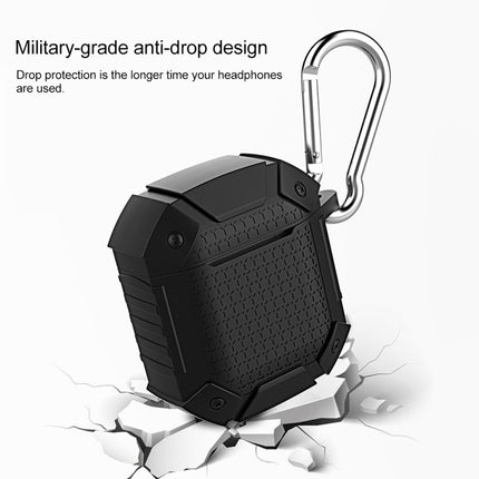 Wireless Earphones Shockproof Armor Silicone Protective Case for Apple AirPods 1 / 2, Regular Version(Black)-garmade.com