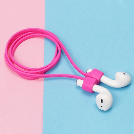 Wireless Bluetooth Headset Anti-lost Rope Magnetic Silicone Lanyard for Apple AirPods 1 / 2(Rose Red)-garmade.com