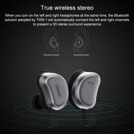 REMAX TWS-1 Half Moon Shaped Bluetooth 4.2 Wireless Bluetooth Earphone with Charging Box(Gold)-garmade.com