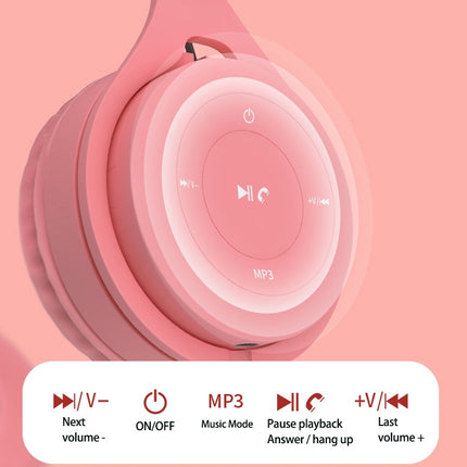 Y08 Hifi Sound Quality Macaron Bluetooth Headset, Supports Calling & TF Card & 3.5mm AUX (Blue)-garmade.com