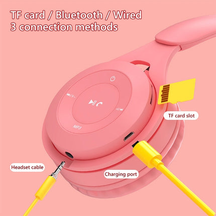 Y08 Hifi Sound Quality Macaron Bluetooth Headset, Supports Calling & TF Card & 3.5mm AUX (White)-garmade.com