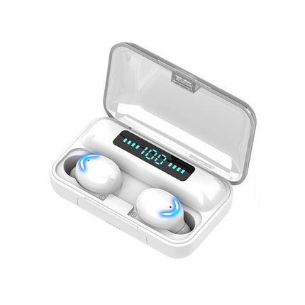 F9-5 Bluetooth 5.0 TWS Wireless Binaural Bluetooth Earphone with Charging Box & Support Call & LED Digital Display(White)-garmade.com