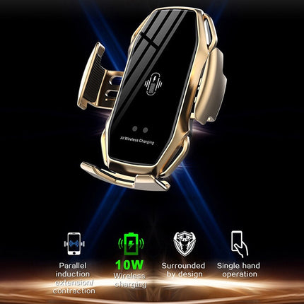 A5 10W Car Infrared Wireless Mobile Auto-sensing Phone Charger Holder, Interface：USB-C / Type-C(Gold)-garmade.com