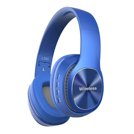 L350 Foldable Wireless Sports Stereo Bluetooth Headset, Supports IOS Power Display & HD Calling & FM & TF Card & 3.5mm AUX (Blue)-garmade.com