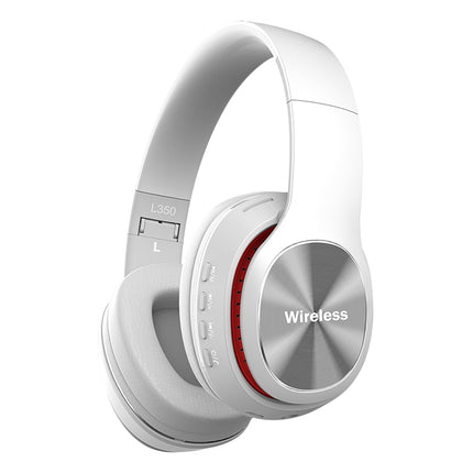 L350 Foldable Wireless Sports Stereo Bluetooth Headset, Supports IOS Power Display & HD Calling & FM & TF Card & 3.5mm AUX (White)-garmade.com
