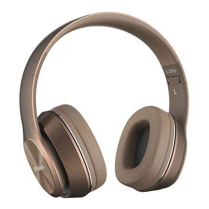 L350 Foldable Wireless Sports Stereo Bluetooth Headset, Supports IOS Power Display & HD Calling & FM & TF Card & 3.5mm AUX (Brown)-garmade.com