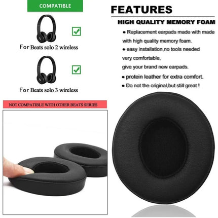 1 Pair Soft Sponge Earmuff Headphone Jacket for Beats Solo 2.0 / 3.0, Bluetooth Version(Black)-garmade.com