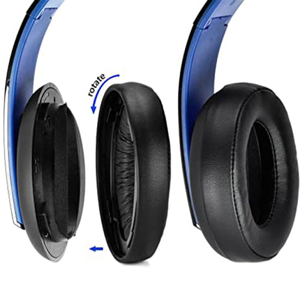 2pcs Soft Earmuff Headphone Jacket for Sony PS4 Gold Wireless Stereo Headset(Black)-garmade.com