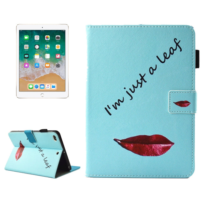 For iPad 9.7 (2018) & iPad 9.7 (2017) & Air 2 / Air Lips and Leaves Pattern Horizontal Flip Leather Case with Holder & Wallet & Card Slots & Sleep / Wake-up Function & Pen Slot-garmade.com