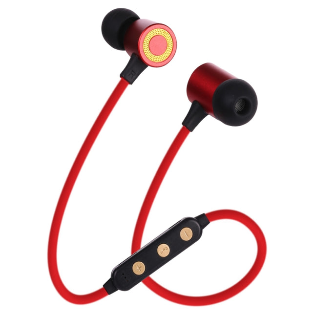 MG-G22 Portable Sports Magnetic Absorption Bluetooth V5.0 Bluetooth Headphones, Support TF Card(Red)-garmade.com