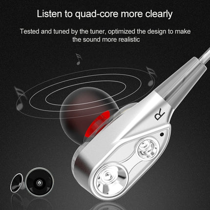 D12 1.2m Wired In Ear 3.5mm Interface Stereo Wire-Controlled HIFI Earphones Dual-motion Loop Running Game Music Headset With Packaging(Black)-garmade.com