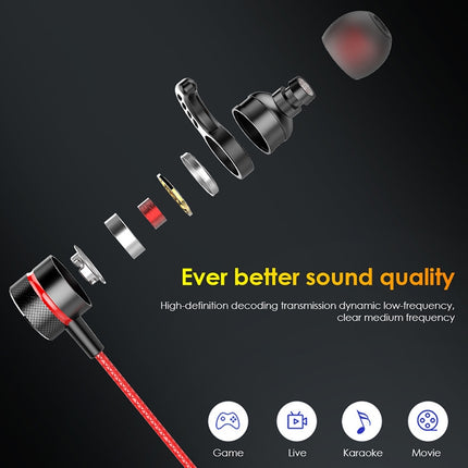 G21 1.2m Wired In Ear 3.5mm Interface Stereo Wire-Controlled HIFI Earphones Video Game Mobile Game Headset With Mic(Black)-garmade.com